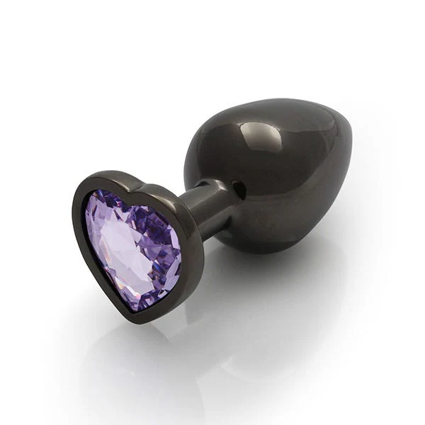 Ouch Purple Heart Gem Metal Black Plug Medium - Image 3