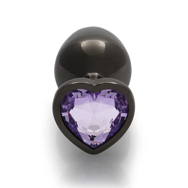 Ouch Purple Heart Gem Metal Black Plug Medium - Image 4