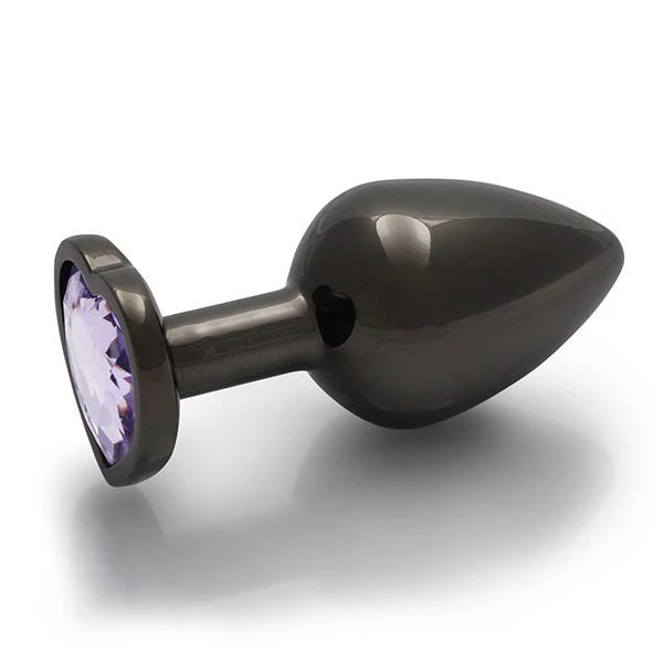 Ouch Purple Heart Gem Metal Black Plug Medium - Image 5