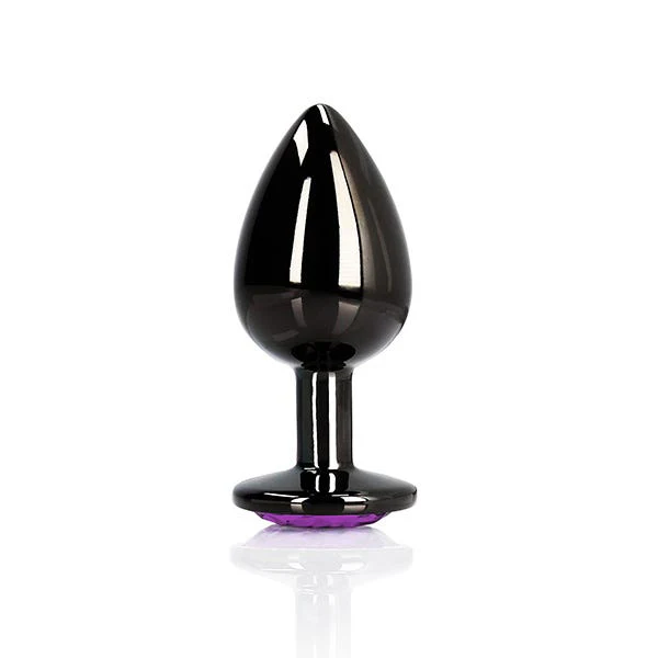 Ouch Purple Heart Gem Metal Black Plug Small - Image 2