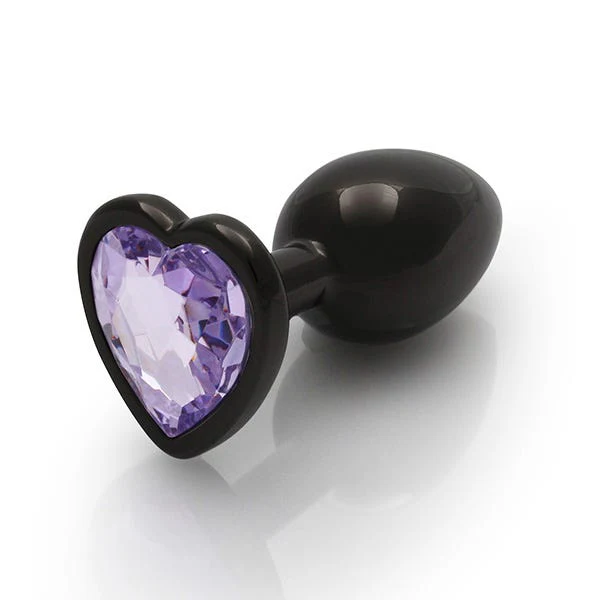 Ouch Purple Heart Gem Metal Black Plug Small - Image 3