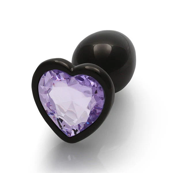 Ouch Purple Heart Gem Metal Black Plug Small - Image 6