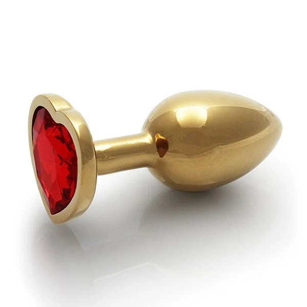 Ouch Red Heart Gem Metal Gold Plug Small - Image 5