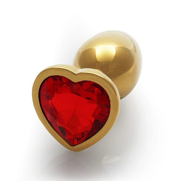 Ouch Red Heart Gem Metal Gold Plug Small - Image 6