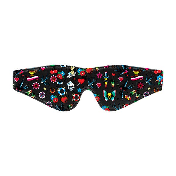 Ouch! Tattoo-Style Printed Leather Eye Mask - Image 3