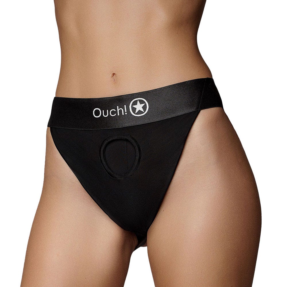 Ouch! Vibrating Strap On Panty Harness with Open Back & Rechargeable Bullet - Image 4