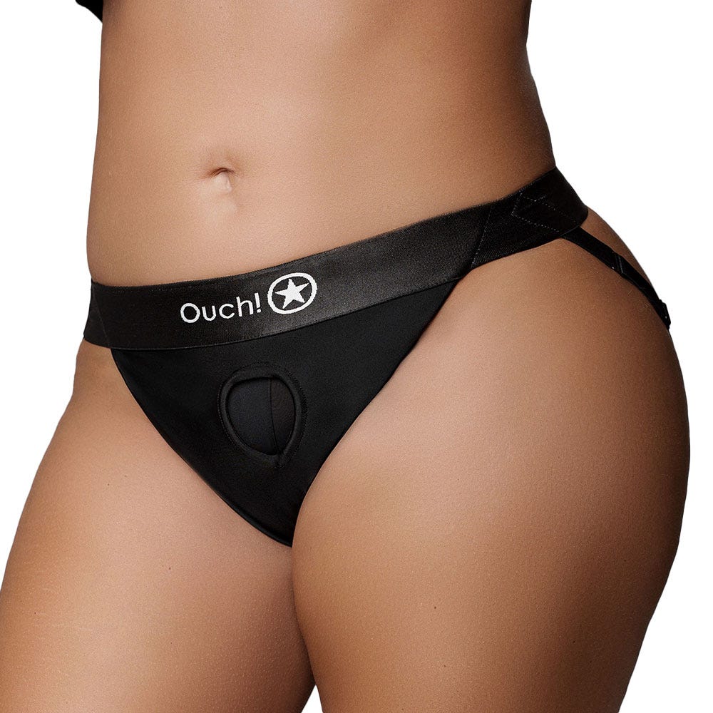 Ouch! Vibrating Strap On Panty Harness with Open Back & Rechargeable Bullet - Image 7
