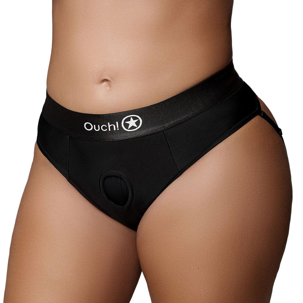 Ouch! Vibrating Strap-On Thong with Removable Rear Straps & Rechargeable Bullet - Image 2