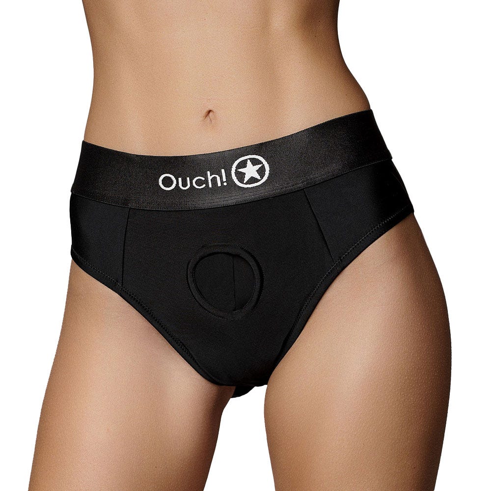 Ouch! Vibrating Strap-On Thong with Removable Rear Straps & Rechargeable Bullet - Image 4