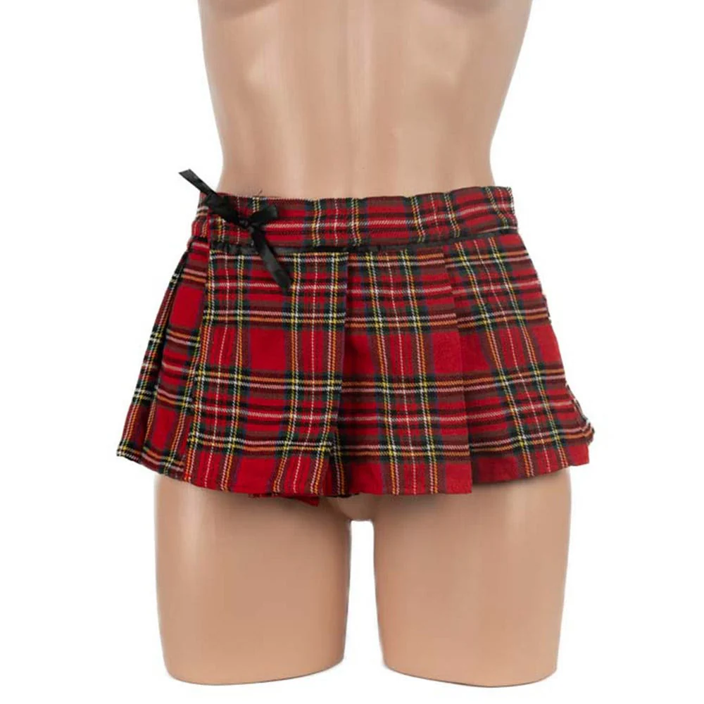 Poison Rose Tartan School Girl Mini-Skirt - Image 3