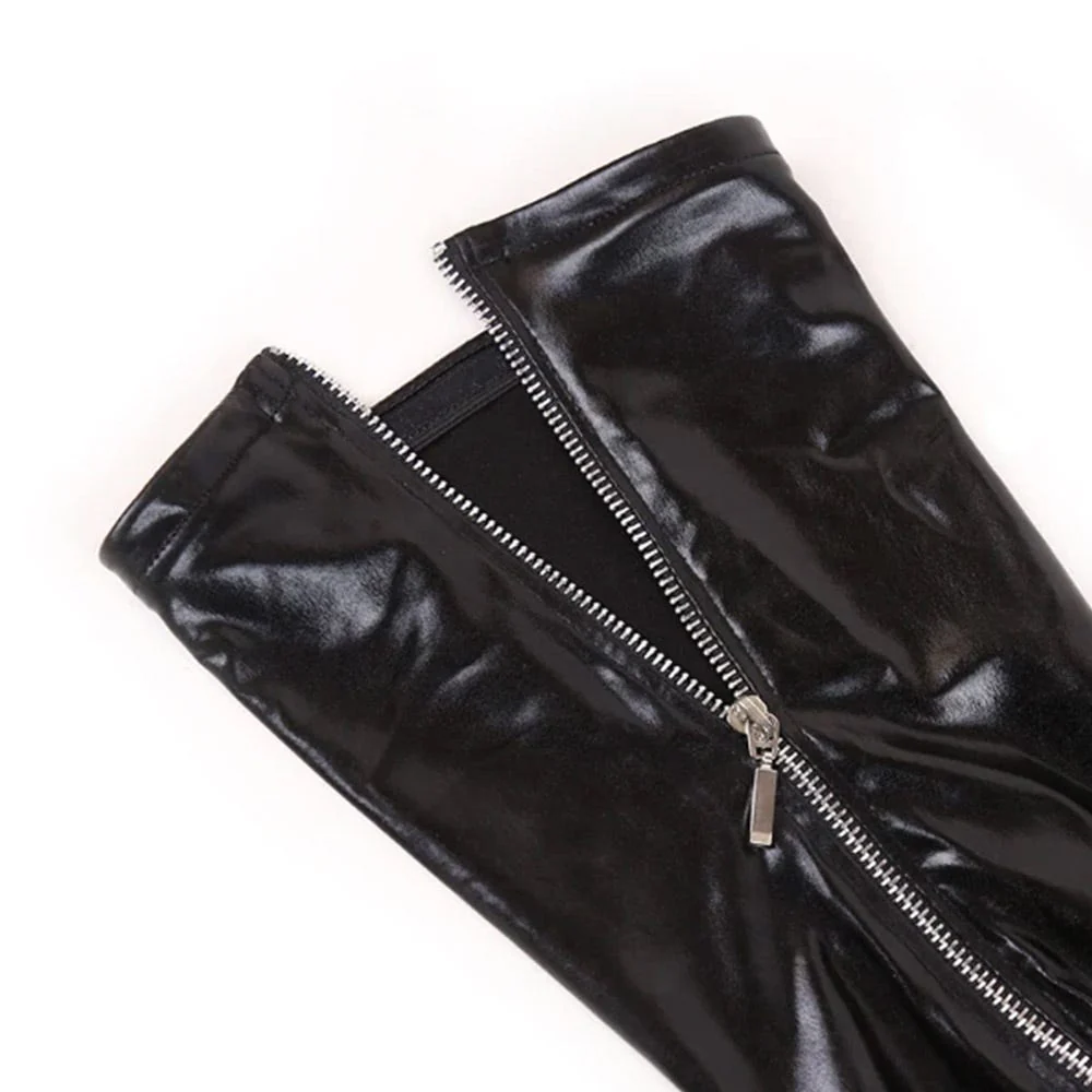 Poison Rose Wetlook Stockings with Zips - Image 2