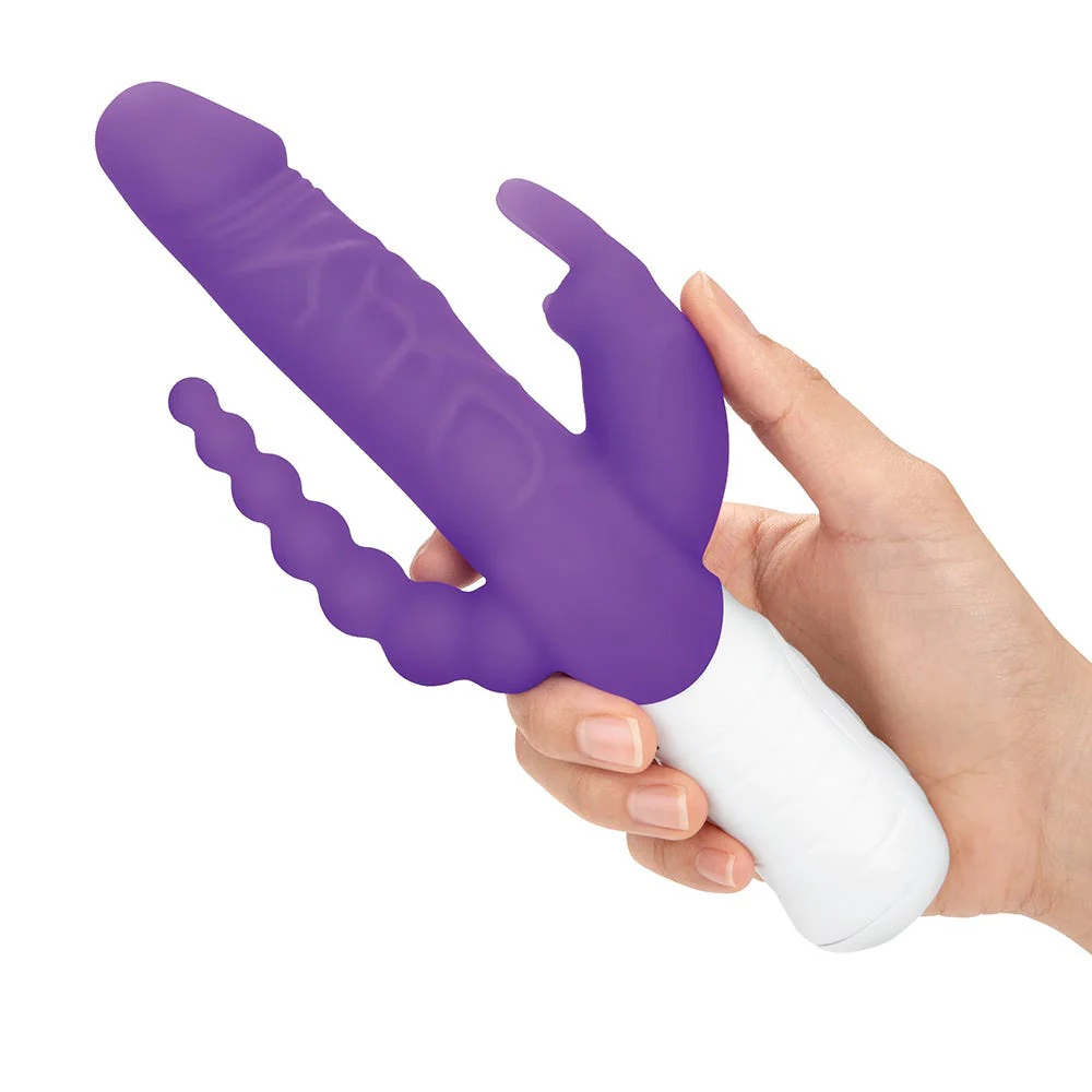 Rabbit Essentials Slim Double Penetration Rechargeable Rabbit Vibrator with Rotating Beads - Image 3