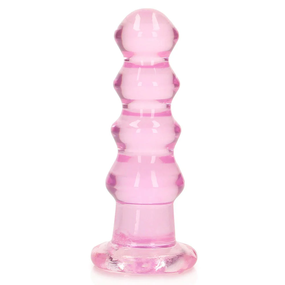 Realrock 5.5 inch Crystal Clear Ribbed Butt Plug - Image 4