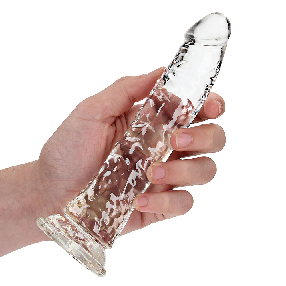 RealRock 7 Inch Crystal Clear Realistic Dildo with Balls & Suction Cup Base - Image 2