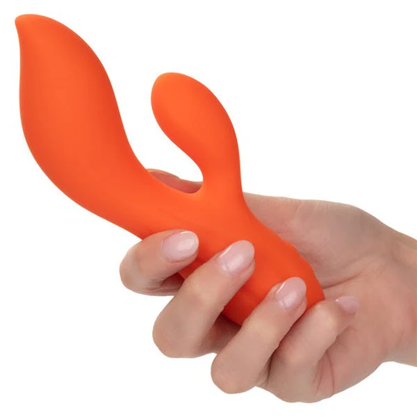 Stella Orange Liquid Silicone Dual Pleaser Curved G-Spot Rabbit Vibrator - Image 2