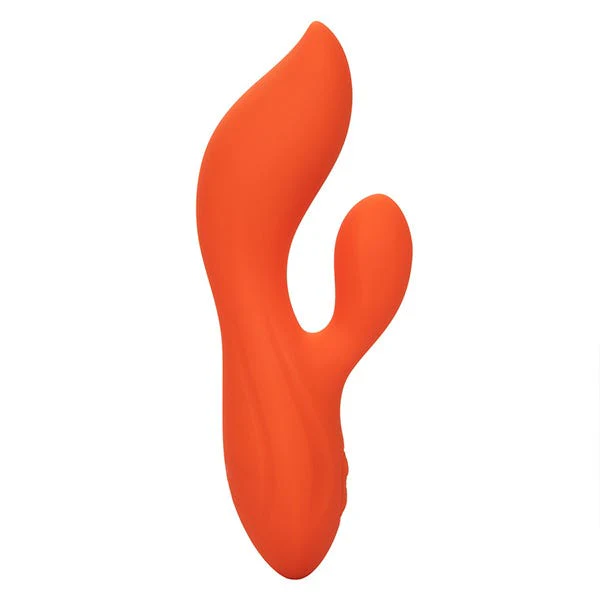Stella Orange Liquid Silicone Dual Pleaser Curved G-Spot Rabbit Vibrator - Image 3