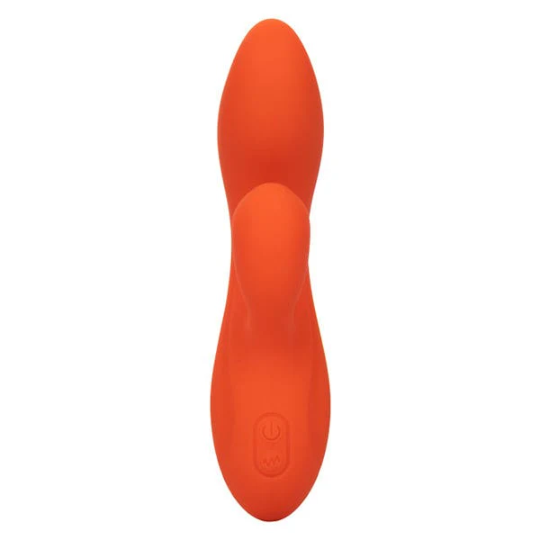 Stella Orange Liquid Silicone Dual Pleaser Curved G-Spot Rabbit Vibrator - Image 4