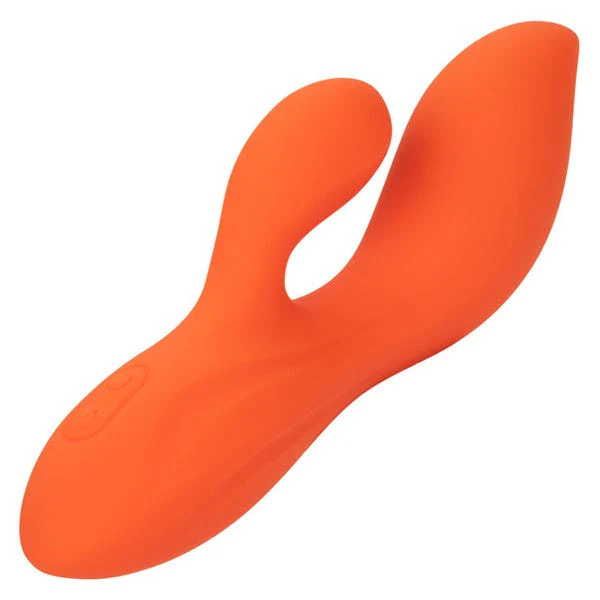 Stella Orange Liquid Silicone Dual Pleaser Curved G-Spot Rabbit Vibrator - Image 5