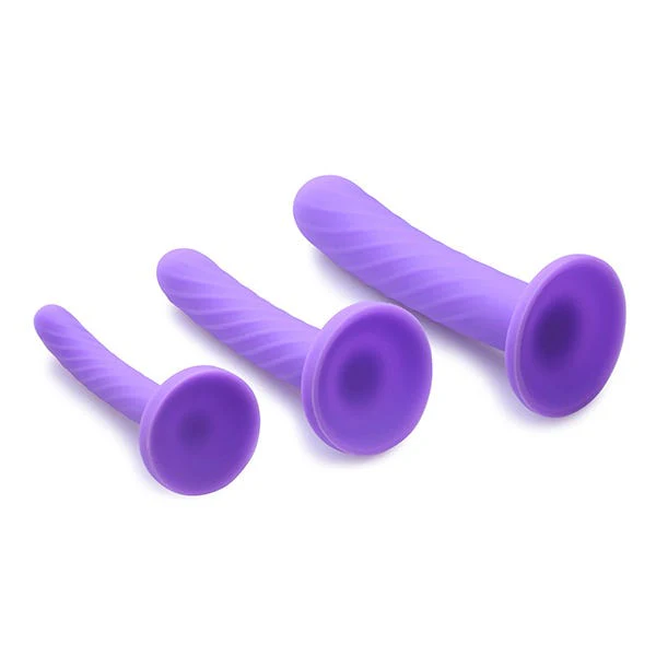 Strap U Tri-Play 3 Piece Silicone Dildo Set in Purple - Image 2